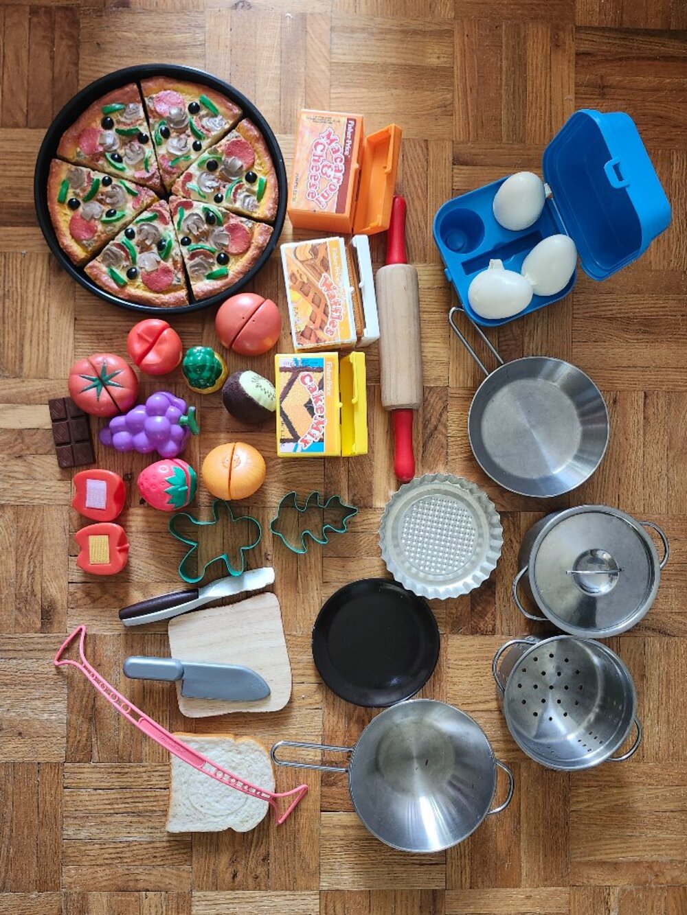 Fisher Price Fun with Food, Ikea Toy Pots & Pans, Pizza Hut Pizza, Pretend Food
